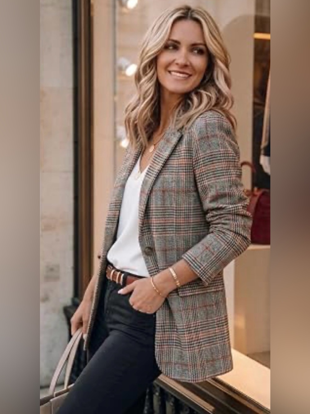 NWT💥bagatelle Plaid Blazer in Brown Multi
